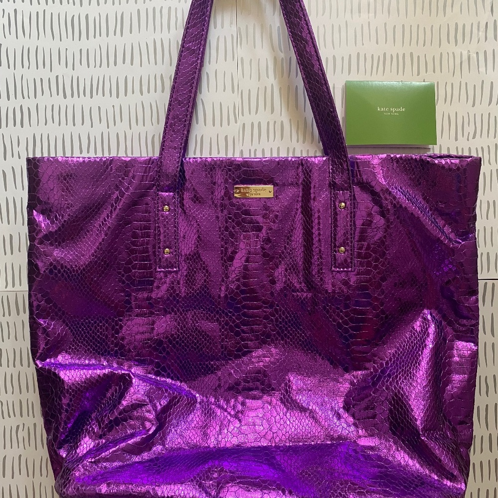 kate spade Metallic Purple Snake Embossed Tote